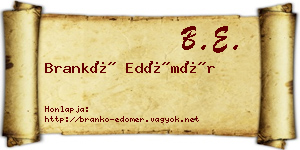 Brankó Edömér névjegykártya
